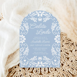 Convites Cielito Lindo Talavera Chá de fraldas Azul Mexican