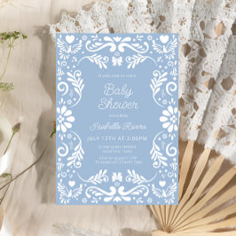 Convites Cielito Lindo Talavera Mexican Blue Baby Shower 