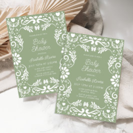 Convites Cielito Lindo Talavera Mexican Green Baby Shower