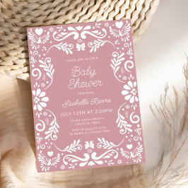 Convites Cielito Lindo Talavera Mexican Pink Baby Shower 