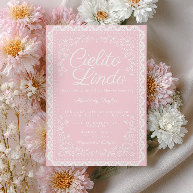 Convites Cielito Lindo Talavera Rosa Mexicano Chá de Bebê (Criador carregado)