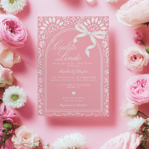 Convites Cielito Lindo Talavera Rosa Mexicano Chás de Bebê