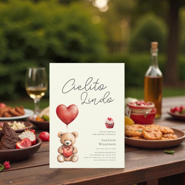 Convites Cielito Lindo teddy heart baby shower (Criador carregado)