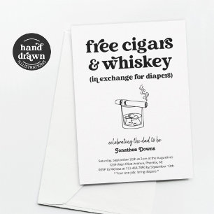 Convites Cigar Whiskey Fralda Festa Engraçado Homens Pai Ch