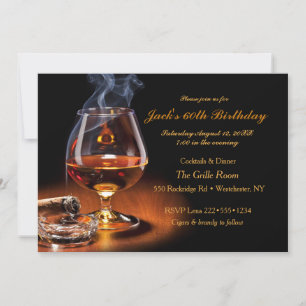 Convites Cigarro Masculino & Conhaque Cognac Snifter Monogr