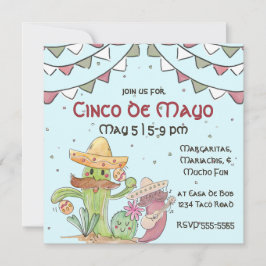 Convites Cinco de Mayo Cantando Cactus e Pepper Mariachis