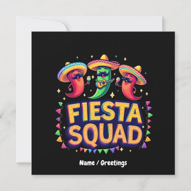 Convites Cinco de Mayo Fiesta Squad Family Party (Frente)