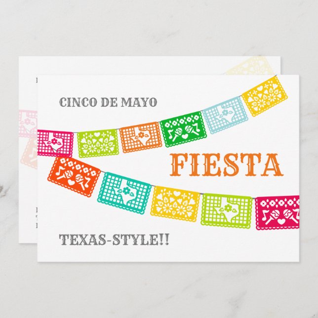 Convites Cinco de Mayo Fiesta Texas (Frente/Verso)