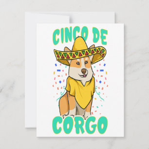 Convites Cinco de Mayo Funny Corgi Cachorro com Poncho _ Me