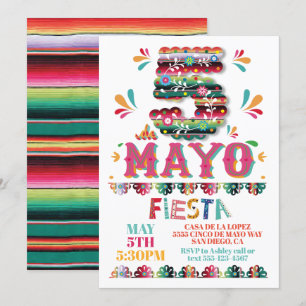 Convites Cinco de Mayo Mexicano Fiesta Paper Picado
