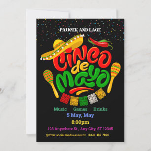 Convites Cinco de Mayo - Partido Funny Mexicano Fiesta