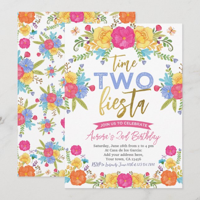 Convites Cinco de Mayo segundo aniversário mexicano (Frente/Verso)