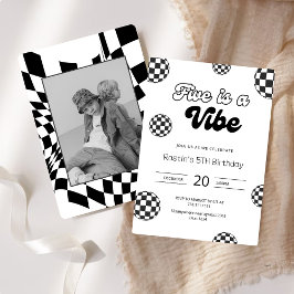 Convites Cinco é um Estilo Preto Meninos Retro Aniversário