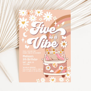 Convites Cinco é um Vibe 5º Aniversário de Van Groovy