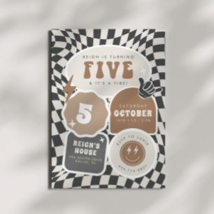 Convites Cinco é um Vibe Festa de Patinadores Retro 5 par