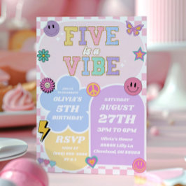 Convites Cinco É Uma Festa de aniversário De 5 De Pré-Disqu