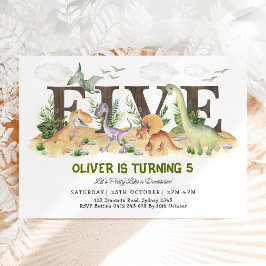 Convites CINCO | Festa de aniversário 5 dos dinossauros