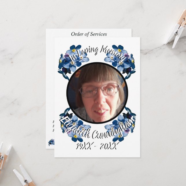 Convites Cinco Fotografias Esquecem-Me Não Floral Memorial (Frente/Verso In Situ)