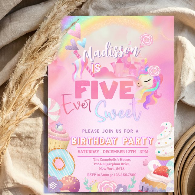 Convites cinco sempre Menina 5º Aniversário  (Criador carregado)