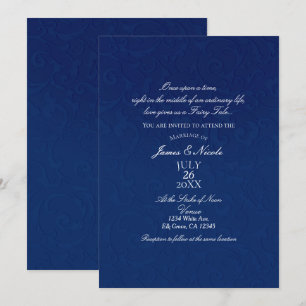 Convites Cinderela Azul Marinho História Elegante Casamento