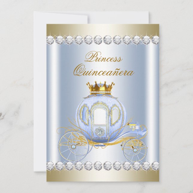 Convites Cinderela Azul Princesa Quinceanera (Frente)