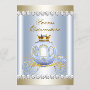 Convites Cinderela Azul Princesa Quinceanera