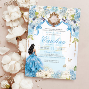 Convites Cinderela Azul, Princesa Real Cinceañera