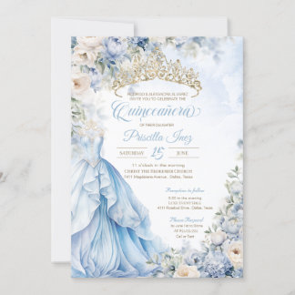 Convites Cinderela Princesa Light Blue Quinceañera