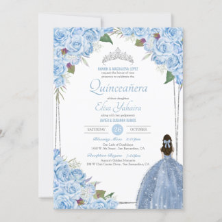 Convites Cinderela Princesa Quince Azul Claro Quinceanera C