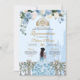 Convites Cinderela Rosas Azul e Princesa Dourada Quinceañer