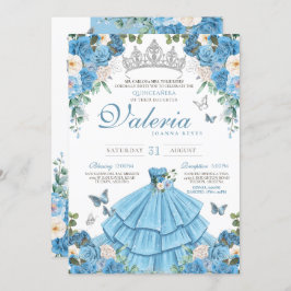 Convites Cinderela Silver Blue Butterfly Princess Birday