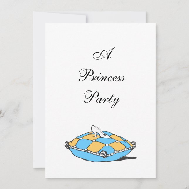 Convites Cinderela Slipper Travesseiros Teais (Frente)