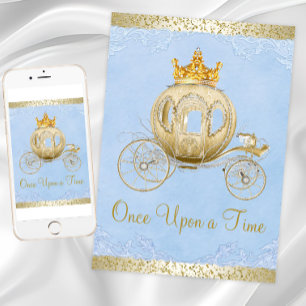Convites Cinderella Azul Era Uma Vez Princesa Aniversário