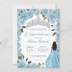 Convites Cinderella Ball Blue Rosa Princesa V2 Quinceanera