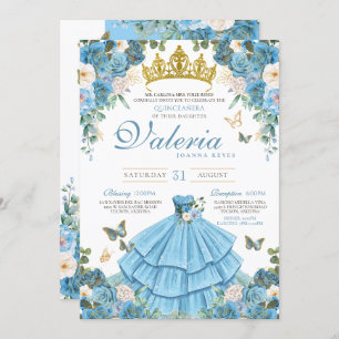 Convites Cinderella Blue Rosa Butterfly Princess Birday