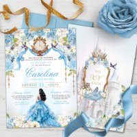 Cinderella Blue Rosa Luxury Princesa Quinceanera