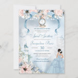 Convites Cinderella Fairy Tale Princess Sweet 16 Aniversári<br><div class="desc">Este belo e elegante convite de conto de fadas convidará seus convidados com um tema Cinderela, com um castelo, belo botânico floral rosa e azul, um escorregador de vidro desaparecido e o convidado de honra em um vestido de bola maravilhoso. Todo texto é totalmente personalizável e pode ser editado de...</div>