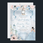 Convites Cinderella Fairy Tale Princess Sweet 16 Aniversári<br><div class="desc">Este belo e elegante convite de conto de fadas convidará seus convidados com um tema Cinderela, com um castelo, belo botânico floral rosa e azul, um escorregador de vidro desaparecido e o convidado de honra em um vestido de bola maravilhoso. Todo texto é totalmente personalizável e pode ser editado de...</div>