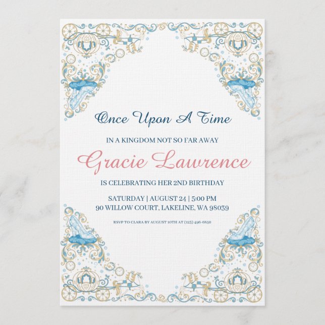 Convites Cinderella princess birthday invitations (Frente)