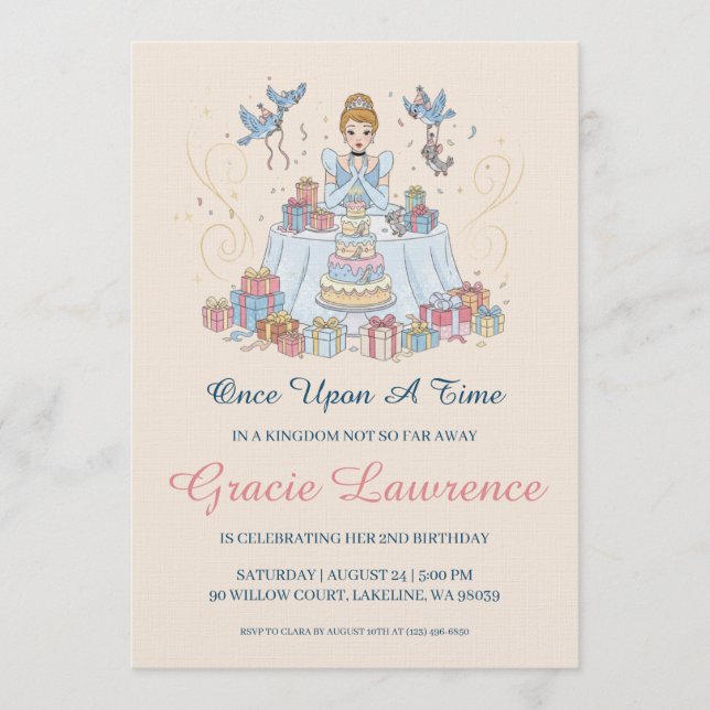 Convites Cinderella princess birthday invitations (Frente)