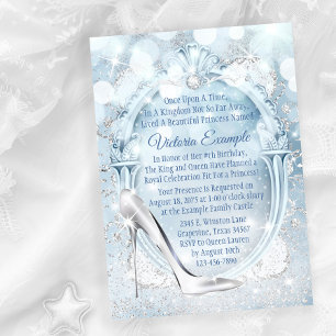 Convites Cinderella Sapato de Vidro Festa de Aniversário Qu