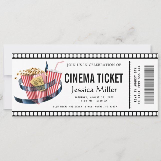 Convites cinema ticket Invitation (Frente)