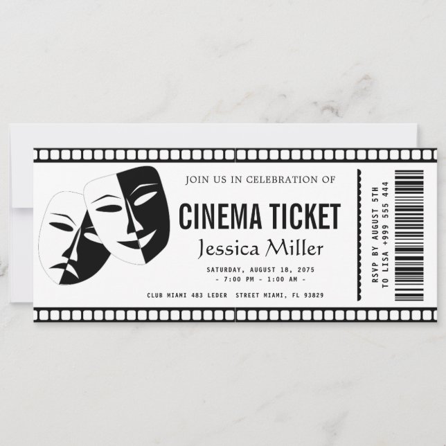 Convites cinema ticket Invitation (Frente)