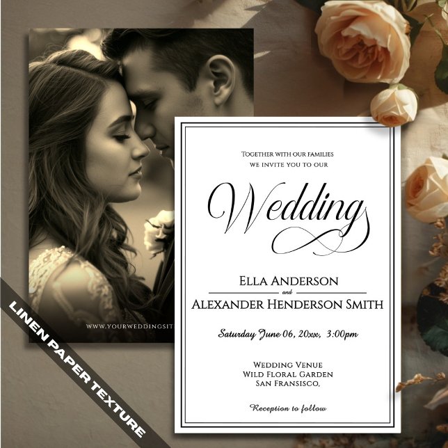 Convites Cinematic Photo Vintage Wedding Invitation (Criador carregado)