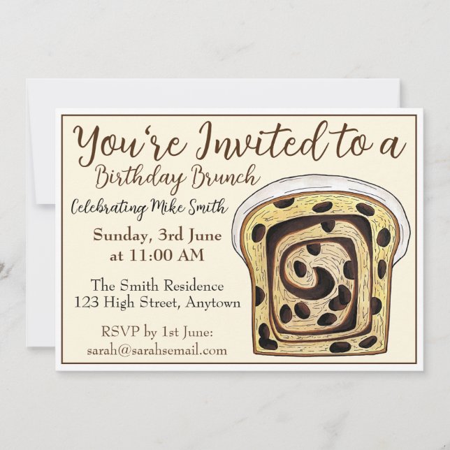 Convites Cinnamon Raisin Bread Loaf Brunch Toast (Frente)