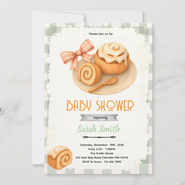 Convites Cinnamon Roll party theme invitation (Frente)