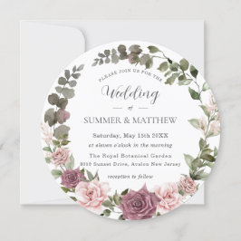 Convites Cinnamon Rosa Blush Floral Greenery Boho Casamento