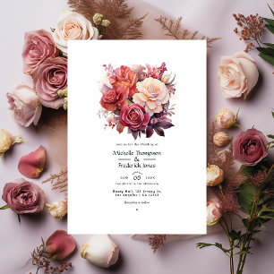 Convites Cinnamon Rosa e Dusty Rosa Floral Casamento