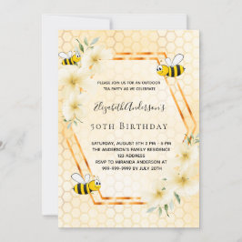 Convites Cinquenta anos da festa de chá de mel, favos de me