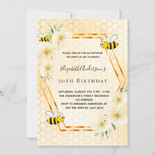 Convites Cinquenta anos da festa de chá de mel, favos de me